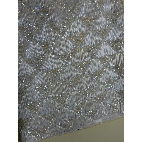 RARE 100% Wool Vtg Hand Beaded Sleeveless Top with Sequins Elegant Fringe Boho - Picture 2 of 11